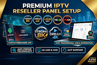 activate premium ip tv reseller panel, strong8k trex dream4k, mega ott, lion ott