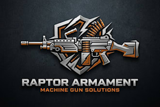 design a bold and powerful machine gun logo