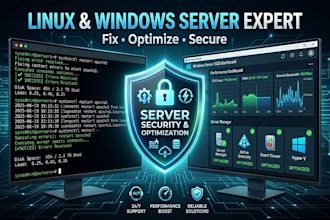 setup linux server, fix linux windows server issues proxmox vps optimization