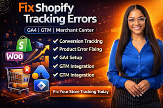 set up shopify, woocommerce google tracking ga4 GTM merchant center fix errors