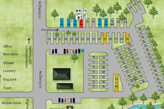 design site plan rv park map, town map, semi truck, map park