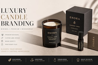 design candle labels box packaging with full branding