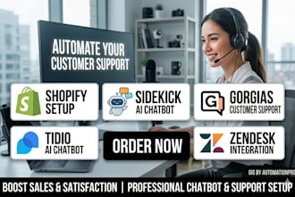 setup shopify sidekick ai chatbots gorgias tidio ai customer support via zendesk