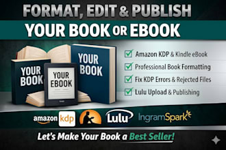 format and upload book, ebook on amazon kdp paperback design