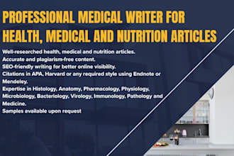 write professional health, medical and nutrition articles