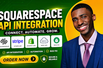 build squarespace api integration, rest api stripe api, webhook, php website bug