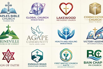 do unique modern christian church, ministry, and religious logo design