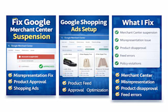setup and fix google merchant center for shopping ads