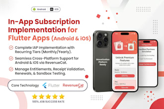 implement inapp purchase and subscriptions with revenuecat and flutter