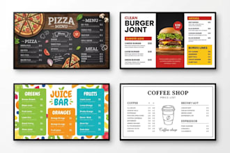 design menu board, animated , restaurant menu and tv menu