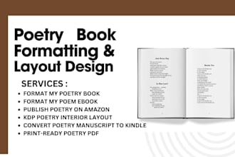 edit, format, upload poetry book interior layout, non fiction novella amazon KDP