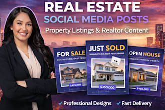 design real estate social media posts for agents and property listing graphics