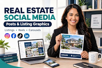 design branded real estate social media posts and listings graphics
