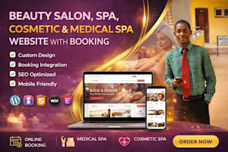 design beauty salon, spa, cosmetic and medical spa website with booking