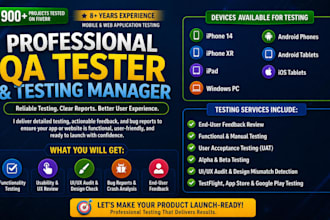 do QA testing, app testing, website testing, and ios app review
