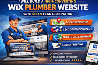 design wix website for plumbing janitorial house cleaning with local SEO