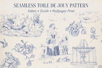 design seamless toile de jouy pattern for fabric textile and wallpaper print