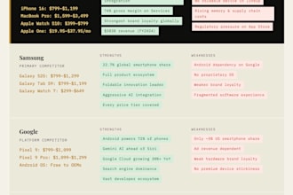 create a competitive analysis for your company vs competitors