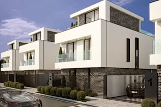 remodel block housing, residential building development, gated housing rendering