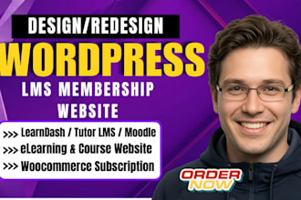 create wordpress lms membership website and woocommerce subscription system