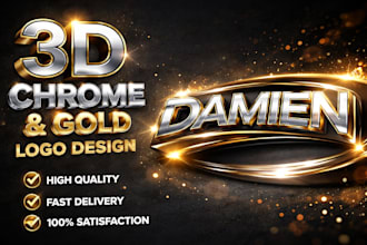 design a stunning non generic 3d chrome gold metallic silver logo for brands