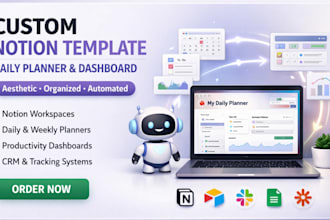 create customized aesthetic notion template, daily planner notion dashboard