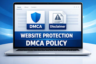 write dmca policy disclaimer and legal pages for your website