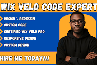 custom wix velo, wix velo code, develop wix studio website and databases