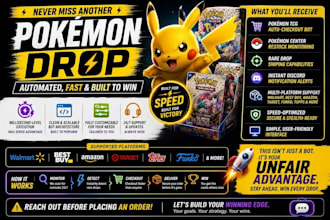 build auto checkout bot, auto buying bot, auto purchase bot, pokemon card bot