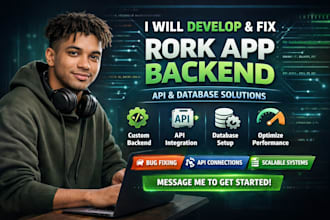 develop and fix rork app backend with api database supabase adalo workflow