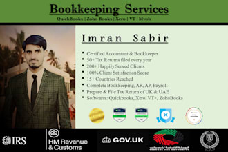 monthly bookkeeping on quickbooks, xero, zoho books, vt