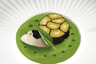 create custom food illustrations for menus, branding and products