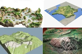 create 3d topographic map shaded relief and stl terrain model with real gis data