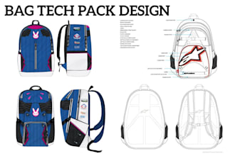 design fashion tech pack for handbag or backpack, purse duffle bag, luggage bag