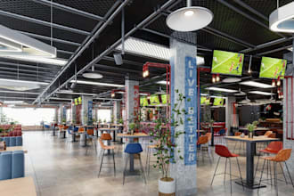 design sports bar,restaurant interior render,3d layout plan,beach resort lounge
