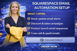 setup squarespace stock update email discount offer sales automation cross sell