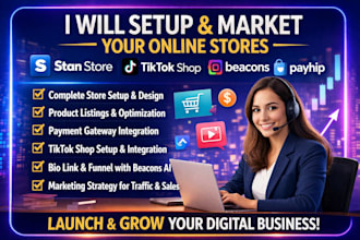 setup stan store, stan store marketing, tiktok shop, gumroad, beacons ai, payhip
