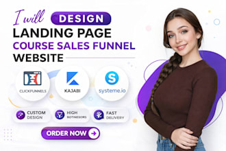 clickfunnels landing page, systeme io, kajabi course website