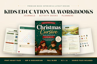 design an educational kids workbook, homeschool lesson plans, math activity book