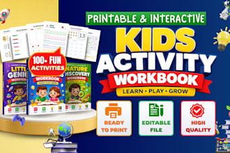 design an educational kids workbook, homeschool lesson plans, math activity book