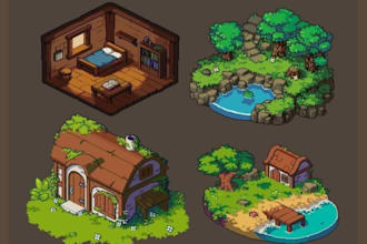 isometric pixel art pixel game art 2d sprite sheet pixel map assets background