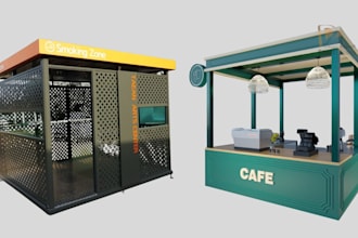 create your 3d virtual exhibition stand, kiosk display, exhibition booth