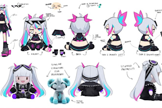 design custom plushie reference sheet stuffed animal character ych concept pack