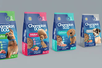 do pet food and product packaging, label and bag design