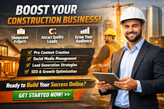 be your social media marketing expert for your construction, roofing, contractor