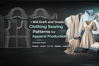 draft and grade clothing sewing patterns for apparel production