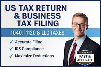 prepare US tax return 1040, 1120, llc and business tax filing