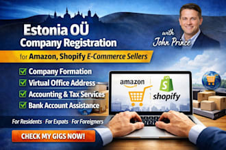 estonia ou registration for amazon, shopify ecommerce seller, resident and expat