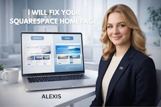 design or redesign a business website homepage with squarespace or canva website