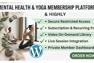 create mental health website, yoga membership and hipaa wellness website